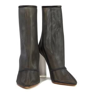 Yeezy Leather-Trimmed Mesh Pointed Toe Ankle Boots Black Women 35-35.5/ US 5 NWT